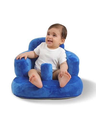 AGITVPS Upgrade Inflatable Baby Seat with Tray for Babies 3-36 Months, Built in Air Pump Bumbo Seat with Tray, Baby Chair Sit Me up Floor Seat for Baby, Learning to Sit&Feeding (Velvet Pillar-Blue)