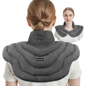 Neck Heating Pad Microwavable for Shoulders, Warmer Wrap Microwave Heating Pad for Neck and Shoulders for Pain Relief (Gray)
