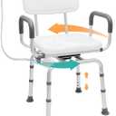 360 Degree Shower Chair Swivel,Portable Seat with Armrests and Back, Adjustable Height Seat for Bathtub (White1)