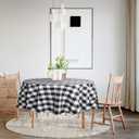 Hiasan Checkered Round Tablecloth 70 Inch - Waterproof Stain and Wrinkle Resistant Washable Fabric Table Cloth for Dining Room Party Outdoor Picnic, Black and White