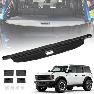 Trunk Cargo Cover Fit for Ford Bronco 2025 2024 2023 2022 2021 4-Door Retractable Rear Trunk Cargo Shade Cover Security Shield Shade Accessories (Not fit for Bronco Sport or Bronco 2-Door)