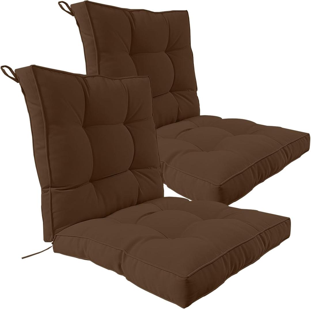 2 Piece Outdoor Patio Chair Cushions, Fade Resistant Outdoor Cushions for Patio Furniture, 6 inch Thickened Rocking Chair Cushions Set (Coffee Brown, 24x24x6 inch - 2 Pieces)