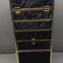 Rolling Makeup Case with Drawer, Makeup Train Case, 4 in 1Cosmetology Case on Wheels, Christmas Gift, Large Makeup Organizers, Profesional Cosmetic Case for Salon Barber, Pattern Black Gold