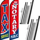 Mindsoft 2 Pcs 15 ft Tax Service Feather Flag Notary Public Flag Income Tax Advertising Feather Banner Sign with Flags Pole Kit and Ground Stake for Business Advertise