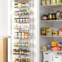 Moforoco White 9-Tier Over The Door Pantry Organizer, Pantry Organization and Storage, Black Hanging Basket Wall Spice Rack Seasoning Shelves, Home Bedroom Storage