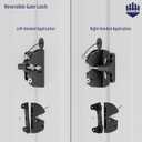 Key Lockable Two Sided Gate Latch, Outdoor Fence Gate Lock Double Sided Gate Latch, 2 Way Gate Latch Lock with Spring Loaded Pull Cable, Fence Locks for Outdoor Gates Metal, Wood Fence
