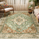 RELEANY Area Rugs 5'x7' Washable Non-Slip, Floral Vintage Distress Print Pattern Medallion Carpet for Living Room Bedroom Dining Room, Brick Red Rust Neutral Brown Burnt Orange Green