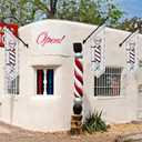 Jetec Outdoor Barber Shop Banner Sign Barbershop Wall Mounted Flag 12 x 41" Double-sided Heavy-duty Canvas Advertising Swooper Feather Flag with Pole Kit & Metal Bracket for Salon Haircut Storefront