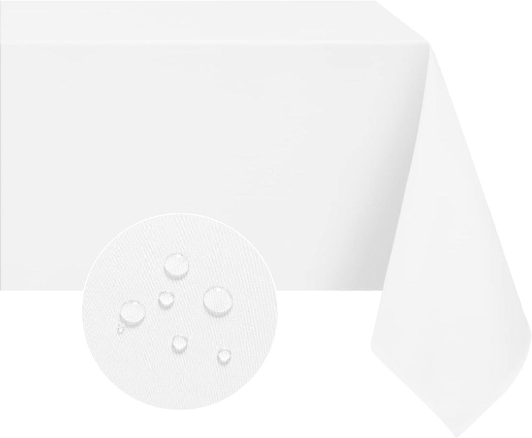 Softalker Rectangle Tablecloth, Waterproof & Stain Resistant Table Cloths Wrinkle Free Fabric Washable Polyester Table Cover for Spring/Party/Outdoor/Wedding - 60 x 84 inch,White