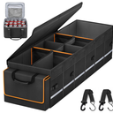 Car Trunk Organizer and Storage with Lid & Removable Leakproof Cooler Bag, Car Accessories 6 Removable Dividers for Custom Space, Collapsible Large Trunk Organizers Interior for SUV Sendan with Cover