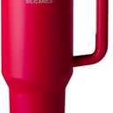 Easy Clean Pro Tumbler - 40 oz Water Bottle with Handle & Quick-Disassemble Flip Straw, Leak Resitance,Double Wall Insulated Stainless Steel, Dishwasher Safe, BPA-Free,Gifts for Women & Men (Red)