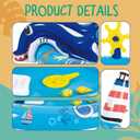Kiddie Pool with Slide Inflatable Play Center Wading Lounge Kids Pool, Marine Life Sprinkler, Water Game Play Center for Kids 80" x 60" x 25"