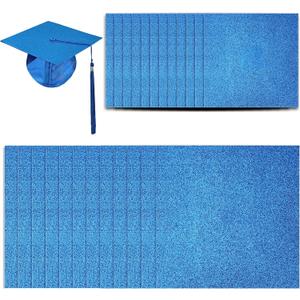 24 Pieces Glitter Cardstock for Grad Caps, DIY Grad Cap Decorations for Grad Party with Self-Adhesive,Sapphire Blue