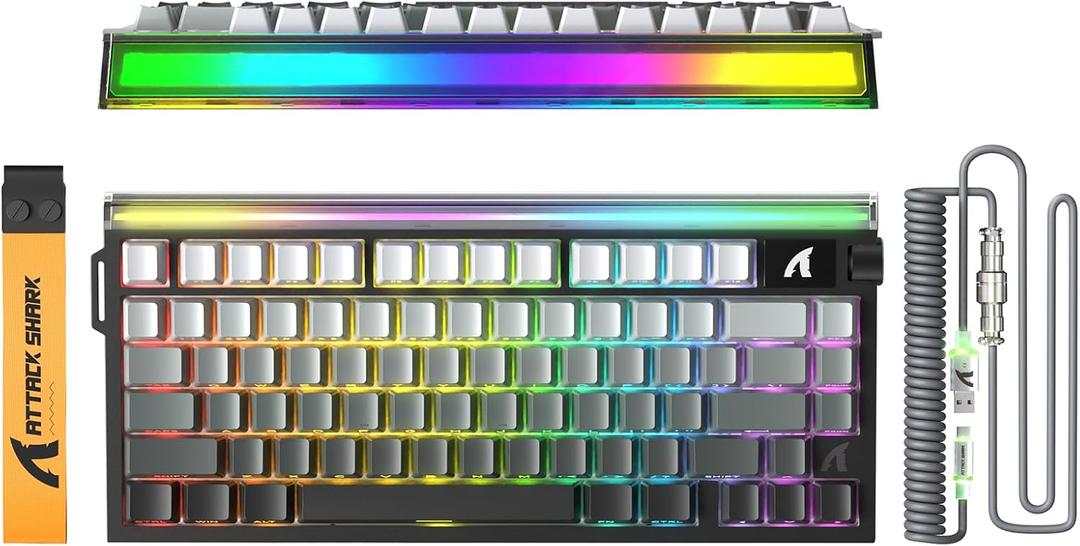 ATTACK SHARK R85 HE 75% Magnetic Wired Gaming Keyboard,8KHz Polling Rate Rapid Trigger,0.005mm RT Precision,256K Scan Rate,Custom Hot-Swappable,Web Driver PC Keyboard for Gamer