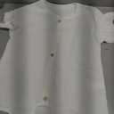 Girls Ruffle Short Sleeve Shirts V Neck Tie Front Knot Tops Button Cute Tunic Shirts Blouse, 160