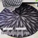 Inchgrass Purple-Brown Pinstripe 6ft Round Faux Fur Area Rug, 16" x 8.7", Machine Washable, Modern Style