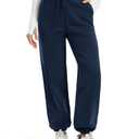 MAGCOMSEN Women's Fleece Lined Sweatpants 3 Pockets Thermal Winter Casual (Blue, L)