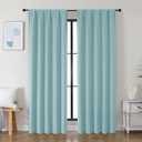 Simplebrand Ava Aqua Blackout Curtains for Bedroom 84 Inch Length 2 Panels Set, Solid Thermal Insulated Privacy Living Room Window Treatment Curtains Blackout Drapes, W50 x L84 Inch, Aqua