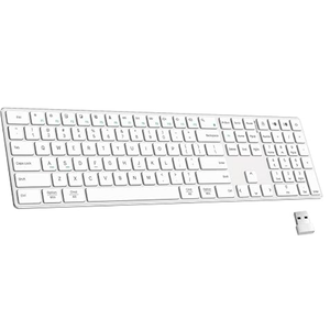 TIETI 2.4G Wireless Bluetooth Keyboard Rechargeable, Stainless Steel Ultra Slim Full Size Keyboard with Numeric Keypad Low Profile Silent Cordless Keyboards for Computer/Mac/Windows