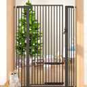 55.11" Extra Tall Pet Gate With Small Cat Door - 29.5-40.6 Wide, No Drilling Pressure Mount Kit for Cats and Dogs, Indoor Doorways, Living Room, Bedroom - Black