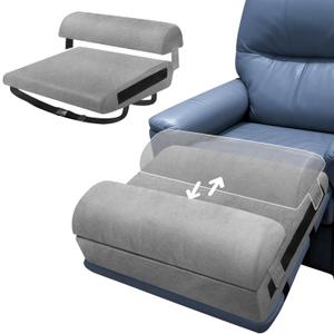 Recliner Leg Rest Cushion, Adjustable Wedge & Semi-Cylinder Foot Pillow with Straps, Removable Foot Rest Extender to Elevate Legs & Foot, Comfort Support Pad for Recliner Chairs Couch, Grey