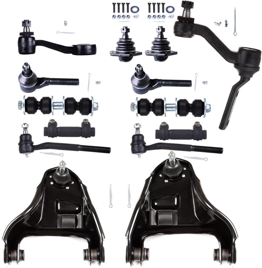 14PCS Front Control Arm Ball Joint Tie Rod End Suspension Kit Fit 4WD for Chevrolet Blazer 1999-2005,for S10 1999-2004,for GMC Jimmy 1999-2001,for Sonoma 1999-2004,for Bravada 1999-2001