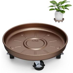 Plant Caddy With Wheels 16" Metal Plant Saucers for Indoors 420 Lb Capacity