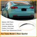 Trunk Spoiler Wing for 2017-2023 Tesla Model 3 Rear Trunk Lid Wing Spoiler (Gloss Black, Model 3 2017-2023)