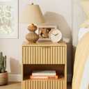 Small Nightstand, Modern Night Stand, Bedside Table with Drawer and Open Shelf, Cube Design, Small Side Table for Bedroom, Living Room, Oak