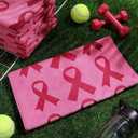 Breast Cancer Awareness Gift Towels Pink Ribbon Sport Towels for Golf Football Sport Team 30" x 14" Microfiber Gifts Bulk for Breast Cancer Procession Fundraising Decoration Supplies(6 Pcs)