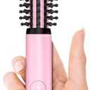 FARERY Mini Thermal Brush 3 Temperature Adjustable, 3/4 Inch Travel Curling Iron for Short Hair, Heated Round Brush for Touch ups and Small Curls, Travel Size Curling Wand, Dual Voltage, Pink
