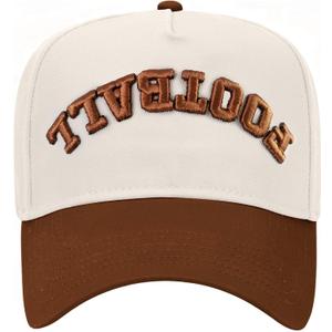 Football Upside Down Reversed Trucker Hat Vintage Western Style Embroidered Snapback Baseball Hat for Men Women (Brown), One Size