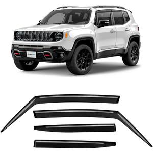 CLIM ART Incredibly Durable Rain Guards for Jeep Renegade 2015-2023, Original Tape-on Window Deflectors, Vent Deflector, Window Visors, Car Accessories, 4 pcs. - 415456