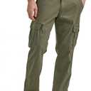 Wrangler Authentics Mens Relaxed Fit Stretch Cargo Pant (29W x 30L, Olive)
