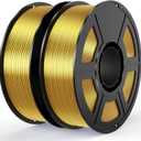 Gold Silk PLA Filament Bundle 1.75mm 3D Printer Filament, 2kg Spool (4.4lbs), Dimensional Accuracy +/- 0.03 mm, Fit Most FDM 3D Printer (Silk Gold 2-Pack)