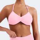 VOYJOY Impact Strappy Bra Sports Bras for Women Basic Crop Workout Sexy Tank Gym Yoga Bra (Pink, XL)