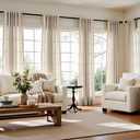 jinchan Linen Blend Curtains 84 inch Length 2 Panels for Bedroom Living Room, Light Filtering 50 inch Wide Farmhouse Drapes with Rod Pocket Back Tab(50W x 84L, Oat)