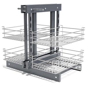 Kinchoix Blind Corner Pull Out Organizer for 36" Cabinet Left Open & Right Open Compatible 2 Tier 4 Shelves Adjustable Height