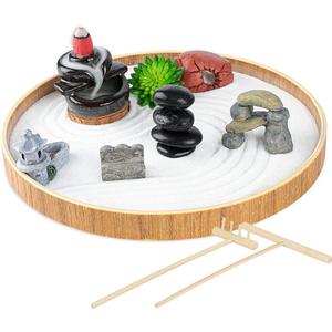 Set of 15 Zen Sand Garden for Desk, DIY Zen Garden Tabletop Rock Figure Lotus Plant Rake Tools Meditation Zen Home Office Decor Accessories Micro Landscape Sandbox Stress Relief Toy Gift