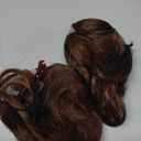 SARLA 2PCS Messy Bun Hair Pieces for Women Detachable Claw Clip Wavy Curly Synthetic Hairpieces for Updos with Tendrils Fake Scrunchies Ponytail Extension Red Vino