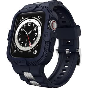 Bands Compatible for Apple Watch Band 45mm/44mm/42mm - Series 9/8/7/6/Se/5/4/3, Men Sport Rugged Band with Protective Case for Watch Series 11 10 9 8 7/ SE 3/2/1/ Series 6 5 4 3 (Blue)