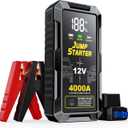 Car Battery Jump Starter with 4000A Peak Smart Clip LCD Display and 3 Modes Flashlight for Up to All Gas and 10.0L Diesel Engine 12V Auto Battery Booster Jumper Cables Portable Lithium Jump Box