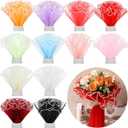 Gilprop 12 Pcs Flower Wrapping Mesh Paper, 11 Inch x 4 Yard Wavy Pearl Edge Wrinkled Flower Packaging Mesh, Florist Supplies for Teacher Mother's Day Gifts (Assorted Colors)