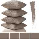 MIULEE Pack of 4 Light Brown Corduroy Decorative Throw Pillow Covers 20x20 Inch Soft Boho Striped Pillow Covers Modern Farmhouse Home Decor for Sofa Living Room Couch Bed