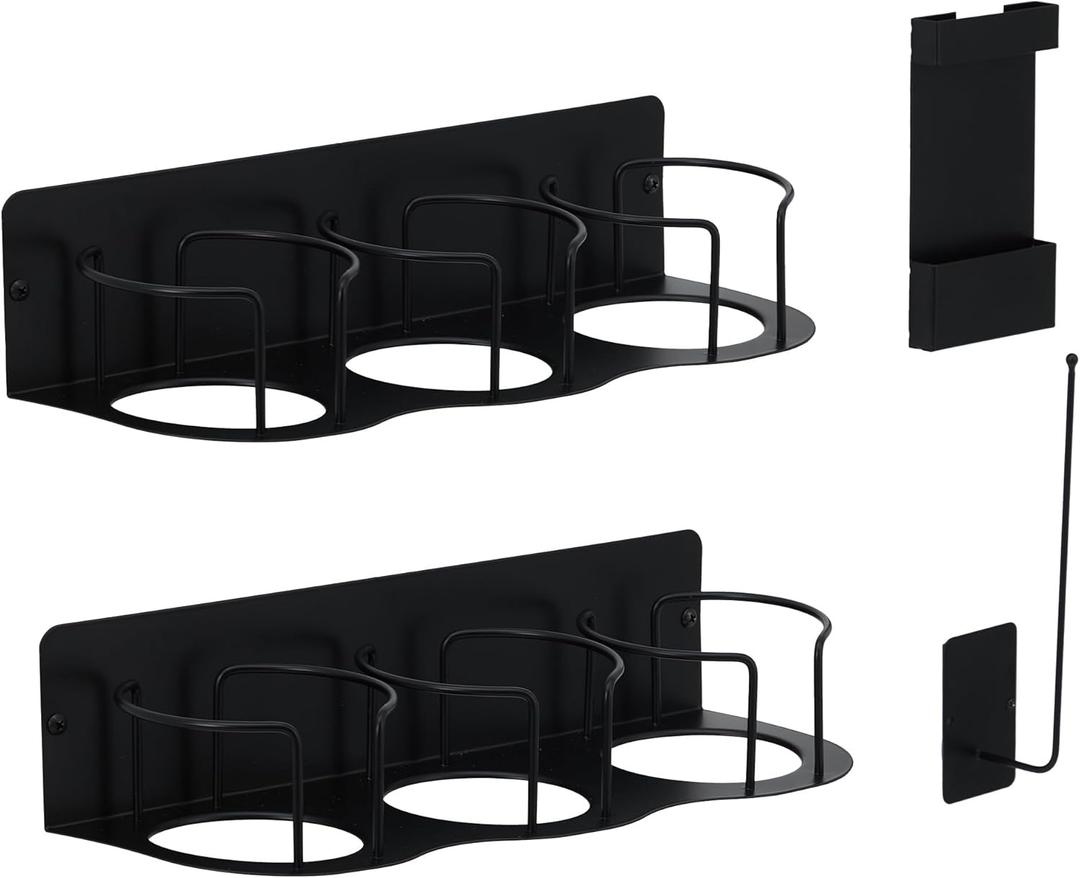 Garvee 4 Pack Magnetic Stanley Cup Water Bottle Holder for Fridge, Magnet Cup Holder Organizer with Tumbler Lid & Straw Organizers, Fits 40 & 30 Oz Cups for Kitchen, Office (Small)