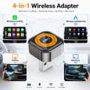 4-in-1 Wireless CarPlay & Android Auto Adapter with AirPlay & Miracast, Wireless Screen Mirroring Adapter for Factory Wired CarPlay Cars, Video Casting for iPhone & Android, Auto Reconnect