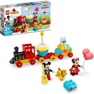 LEGO DUPLO Disney Mickey & Minnie Mouse Birthday Train - Building Toys for Toddlers with Number Bricks, Cake and Balloons, Early Learning and Motor Skill Toy, Great Gift for Girls, Boys Ages 2+, 10941