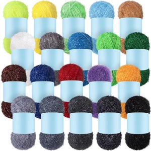 Amylove 20 Skeins Scrubby Yarn for Dishcloths Assorted Colors for Crocheting Polyester Scrubby Assortment Pastel Yarn for Knitting Dishwashing Dishcloths Craft Project (Dark Color)