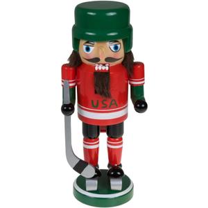 Clever Creations Hockey Player 9 Inch Traditional Wooden Nutcracker, Festive Christmas Dcor for Shelves and Tables