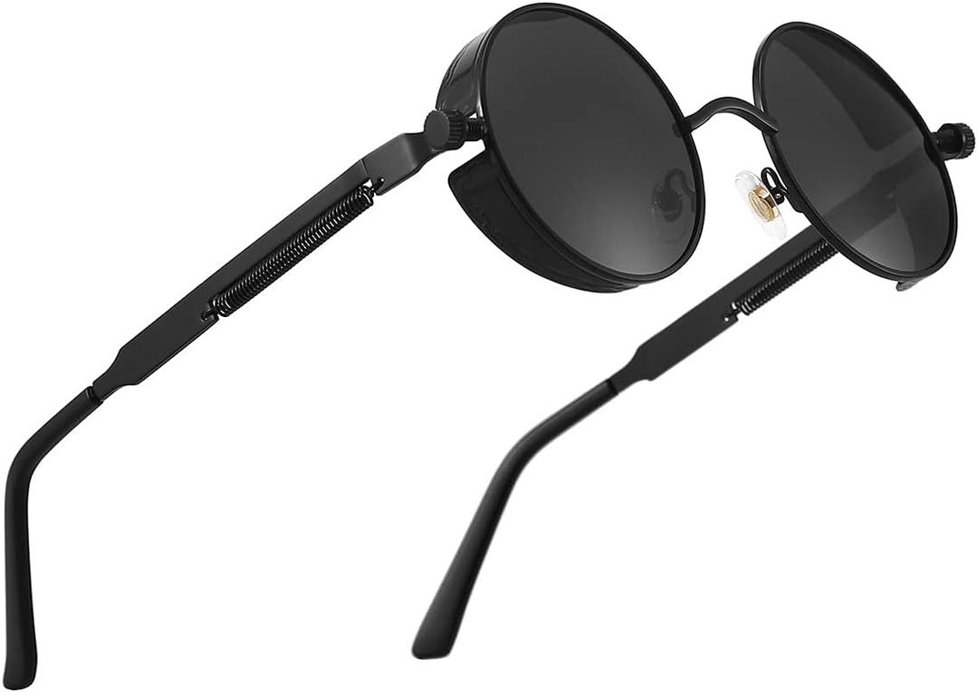 GYsnail Make the world clear Outdoor Steampunk Sunglasses For Men, Round Gothic Shades Women, Fashion Cool Protective Eyewear